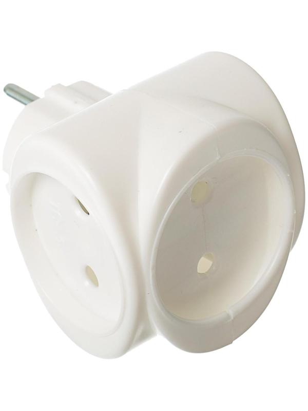 Тройник электрический REXANT, 6 А, без з/к, биметалл, белый