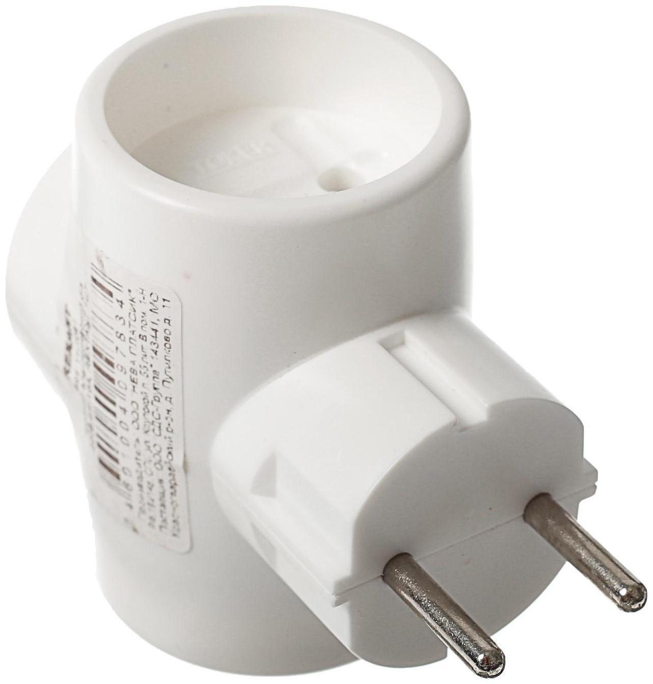 Тройник электрический REXANT, 6-10 A, без з/к, белый