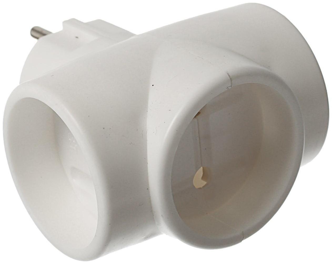 ЕвроТройник электрический REXANT, без з/к, 220 В, 6 A, белый