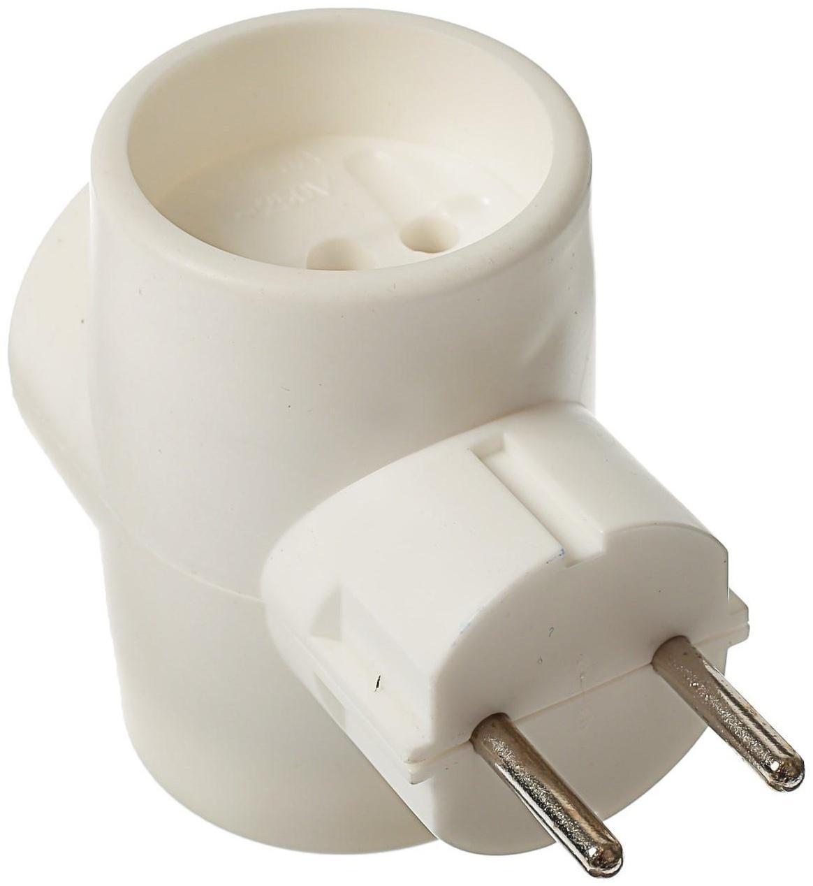 ЕвроТройник электрический REXANT, без з/к, 220 В, 6 A, белый