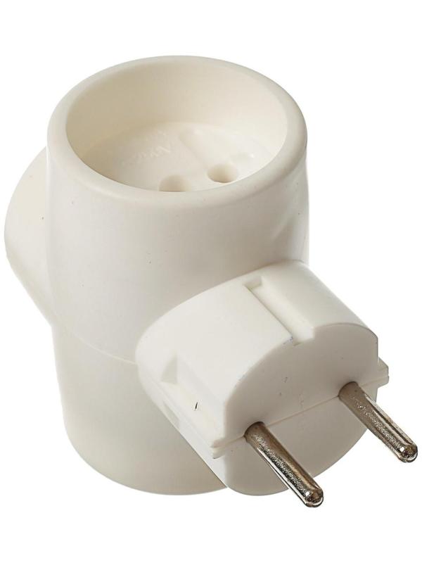 ЕвроТройник электрический REXANT, без з/к, 220 В, 6 A, белый