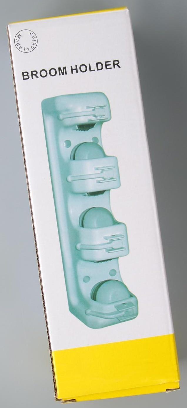 Держатель для уборочного инвентаря с крючками, 26×6×9 см, цвет МИКС