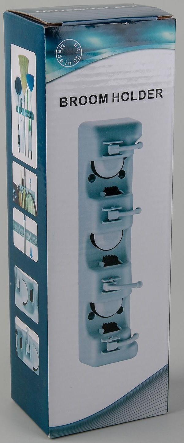 Держатель для уборочного инвентаря с крючками, 26×6×9 см, цвет МИКС