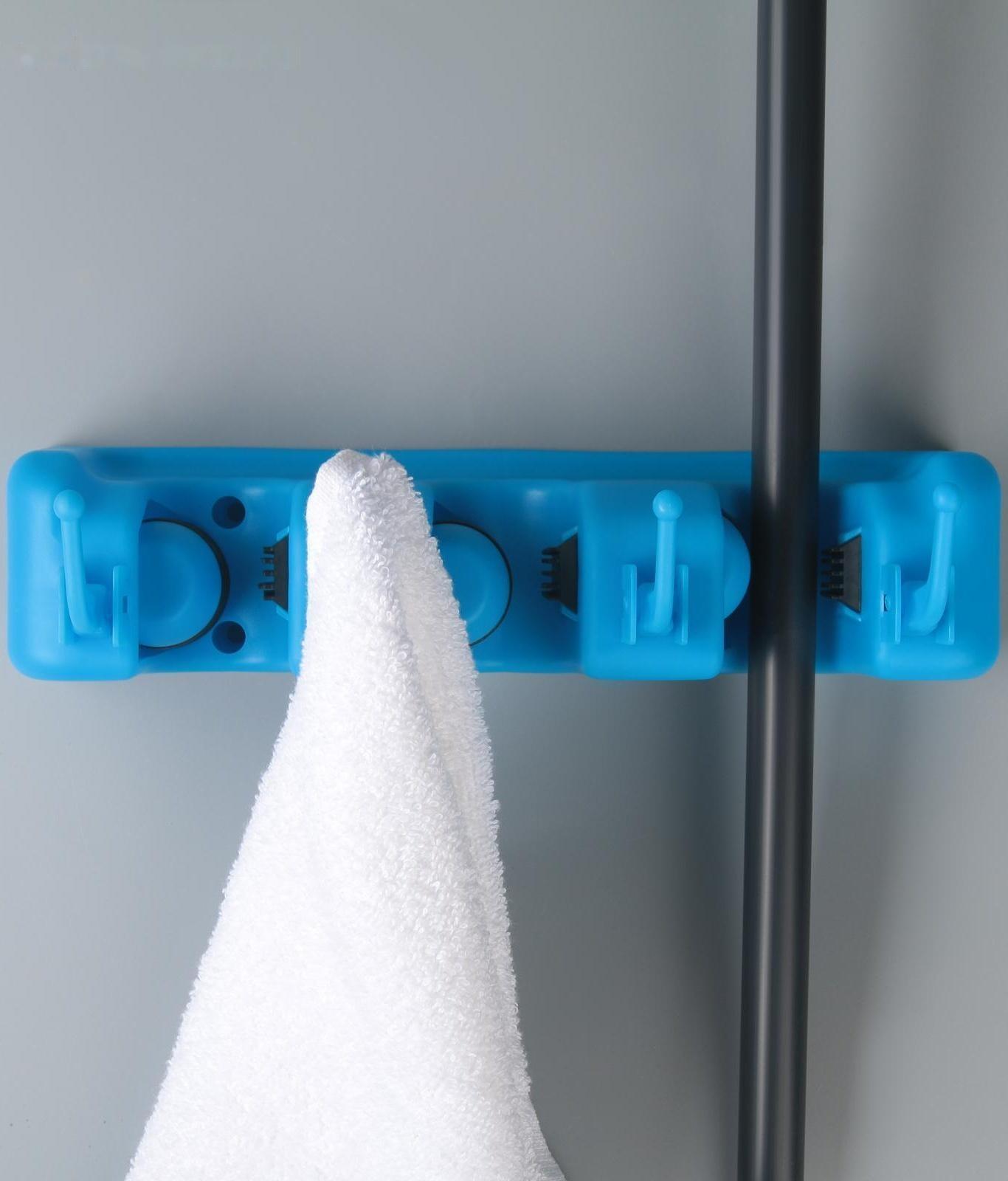 Держатель для уборочного инвентаря с крючками, 26×6×9 см, цвет МИКС