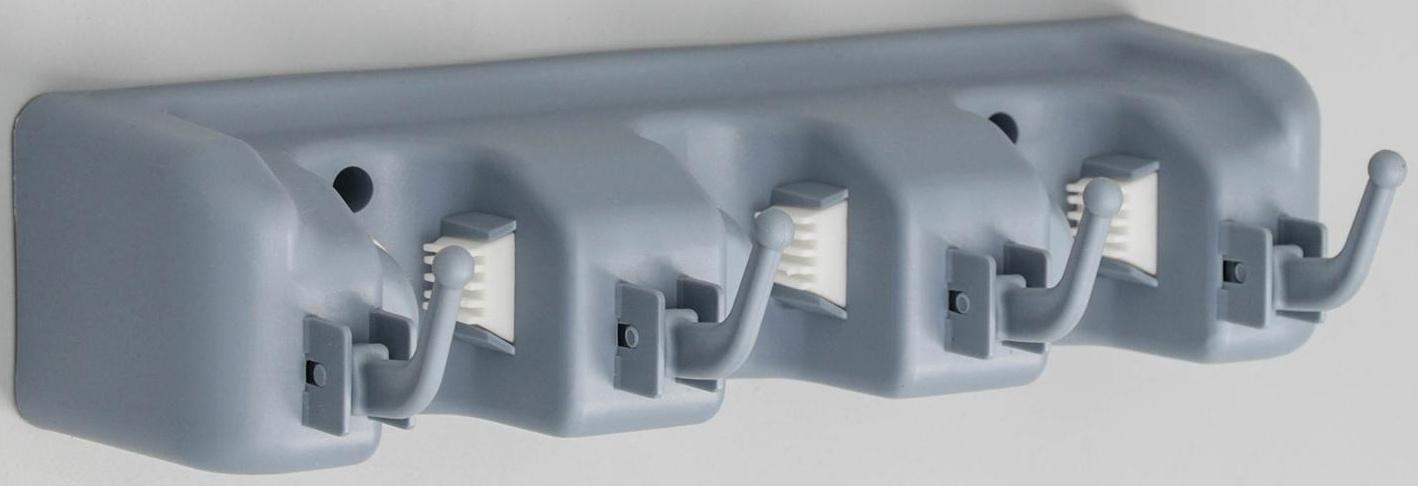 Держатель для уборочного инвентаря с крючками, 26×6×9 см, цвет МИКС