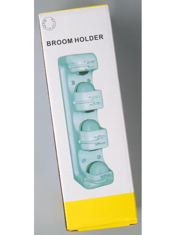 Держатель для уборочного инвентаря с крючками, 26×6×9 см, цвет МИКС