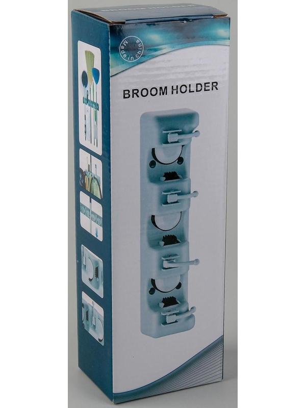 Держатель для уборочного инвентаря с крючками, 26×6×9 см, цвет МИКС