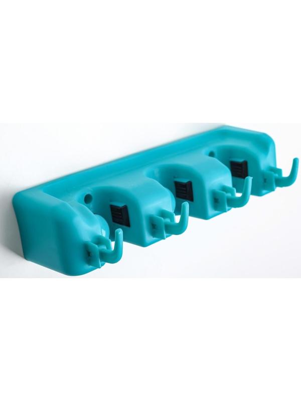 Держатель для уборочного инвентаря с крючками, 26×6×9 см, цвет МИКС