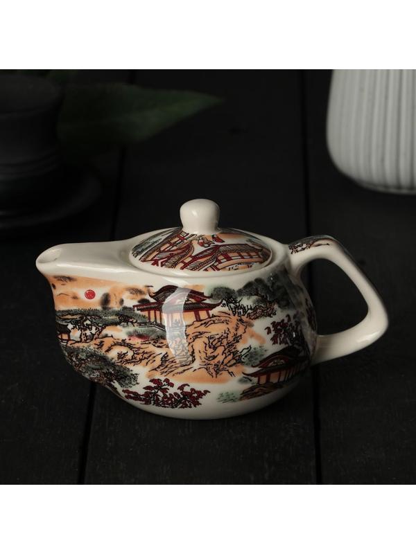 Чайник керамический заварочный «Пейзаж», 200 мл, 15×9,5×9 см, металлическое сито