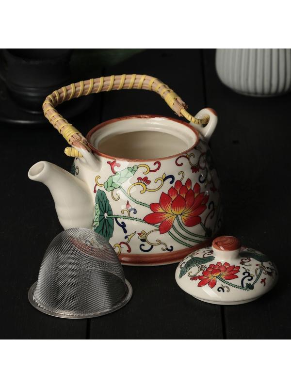 Чайник керамический заварочный «Лотос», 600 мл, металлическое сито