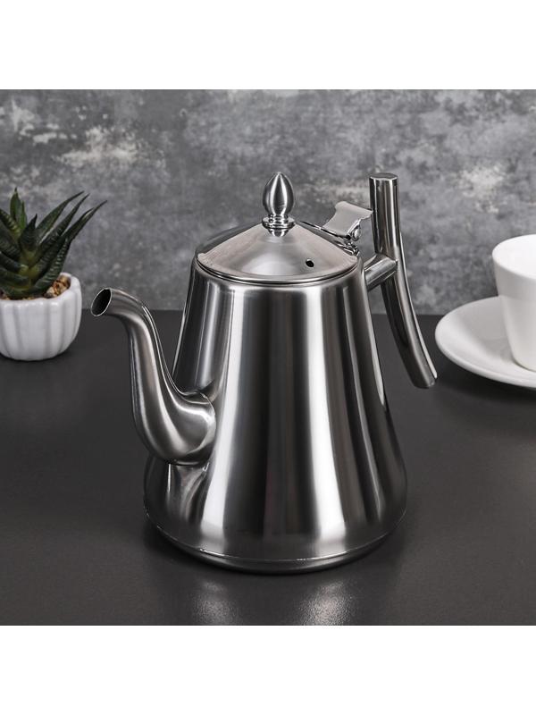 Чайник из нержавеющей стали «Жуан», 1,4 л, 23×13,5×19 см, металлическое сито, цвет хромированный