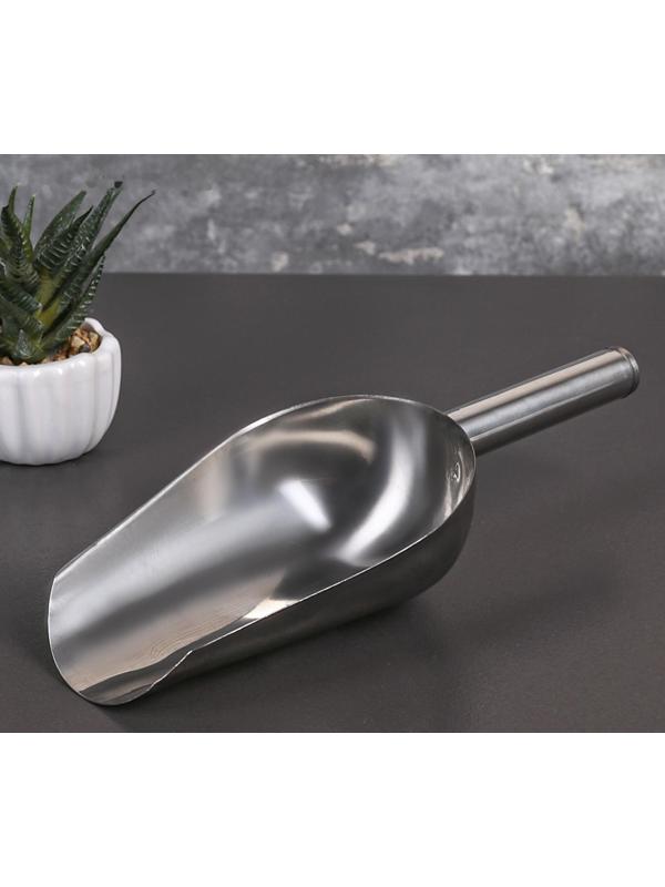 Совок из нержавеющей стали для льда и сыпучих продуктов, 260 мл, 24×9 см