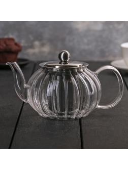 Чайник стеклянный заварочный «Диана», 600 мл, металлическое сито
