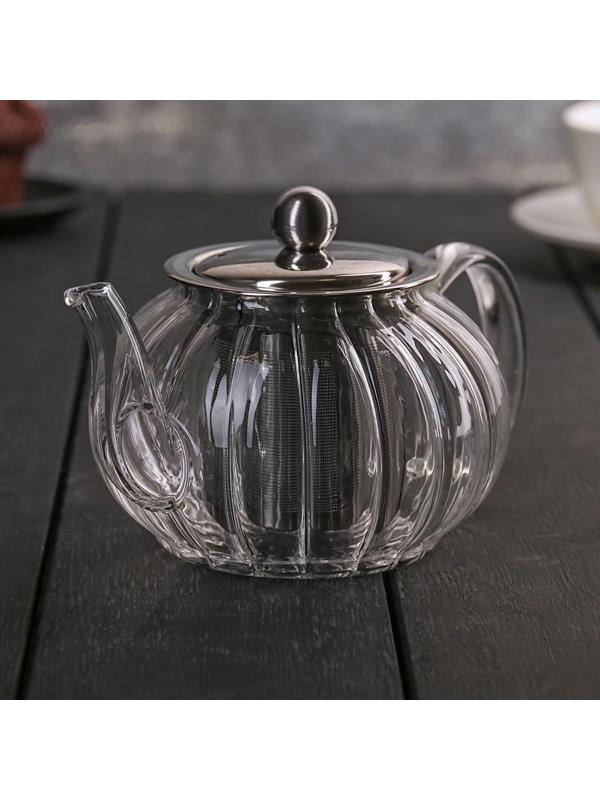 Чайник стеклянный заварочный «Диана», 600 мл, металлическое сито