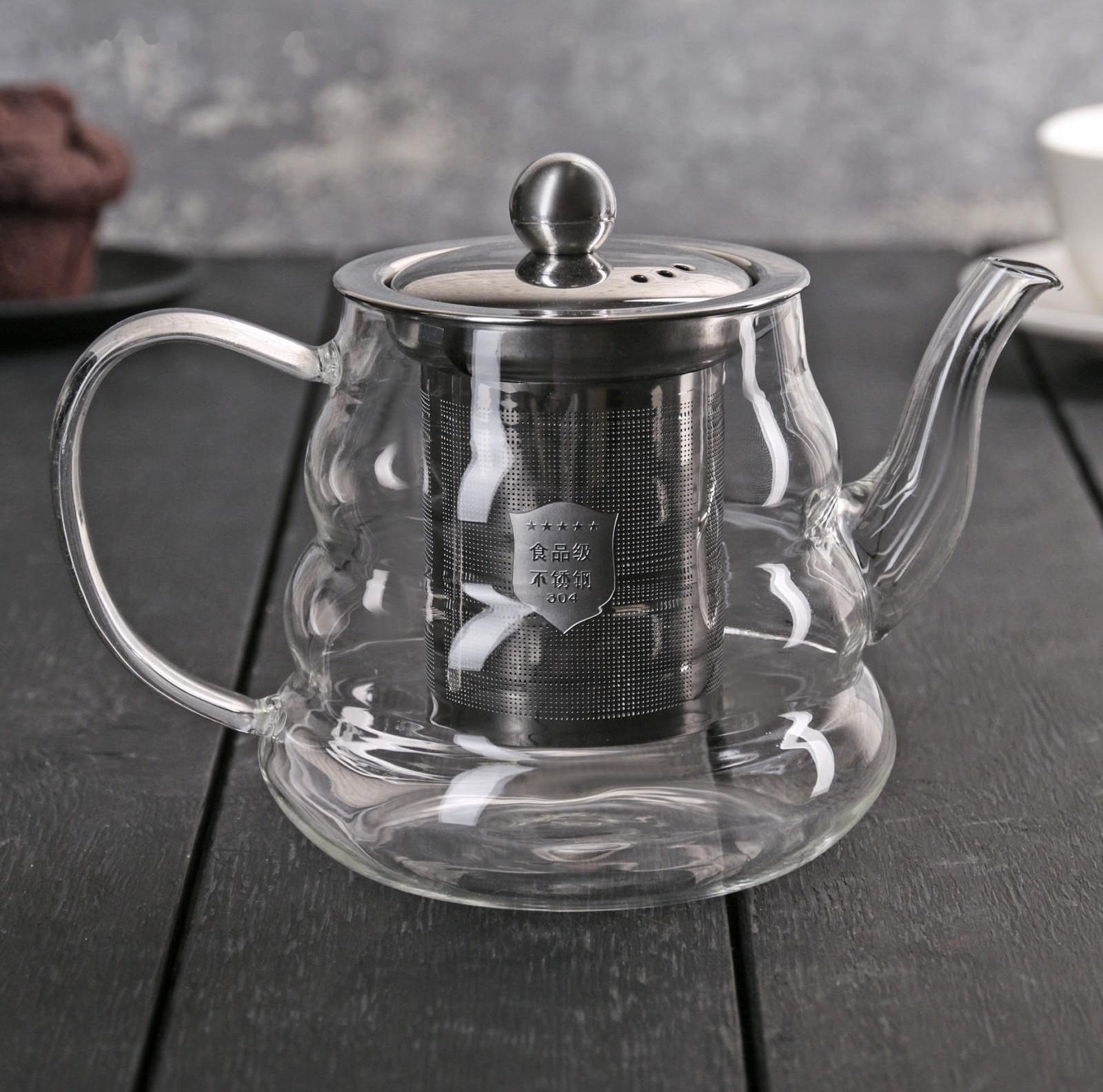 Чайник стеклянный заварочный «Бриз», 600 мл, с металлическим ситом