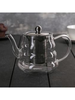 Чайник стеклянный заварочный «Бриз», 600 мл, с металлическим ситом