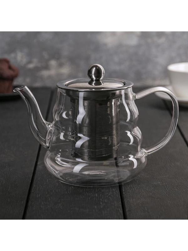 Чайник стеклянный заварочный «Бриз», 600 мл, с металлическим ситом