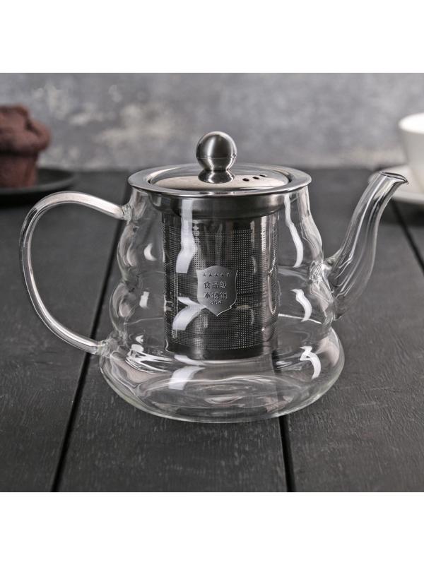 Чайник стеклянный заварочный «Бриз», 600 мл, с металлическим ситом