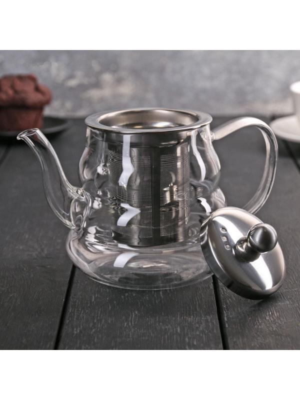 Чайник стеклянный заварочный «Бриз», 600 мл, с металлическим ситом