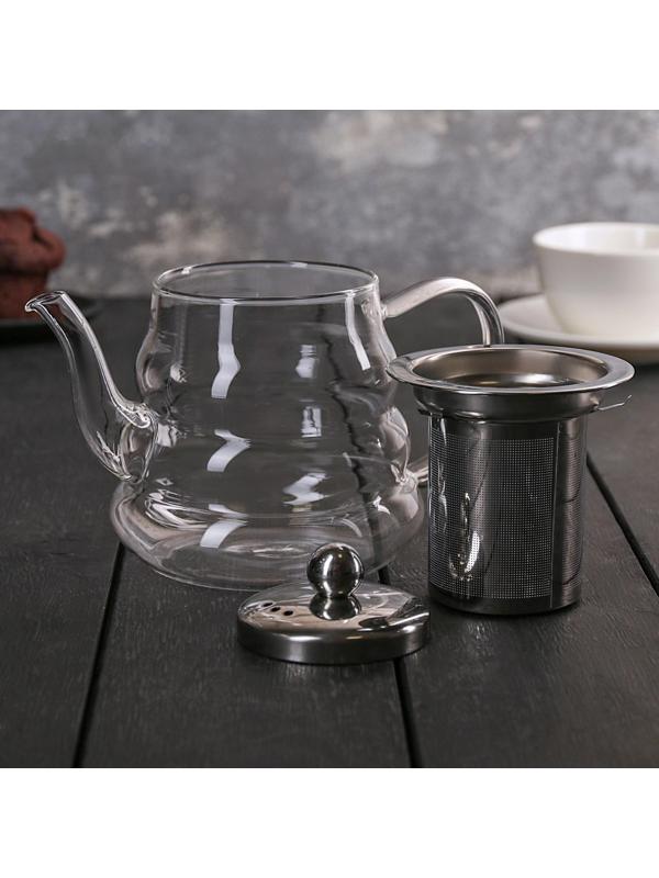 Чайник стеклянный заварочный «Бриз», 600 мл, с металлическим ситом