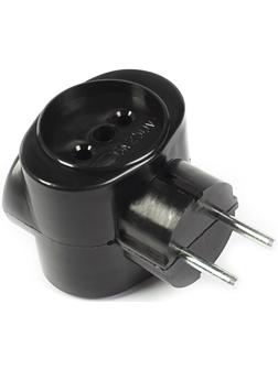 Тройник электрический REXANT, 6 А, без з/к, биметалл, черный