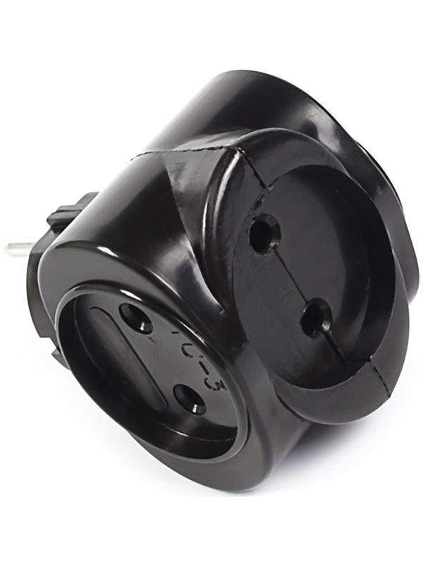 Тройник электрический REXANT, 6 А, без з/к, биметалл, черный