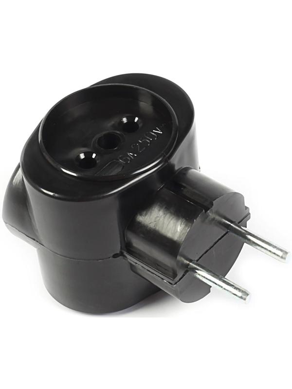 Тройник электрический REXANT, 6 А, без з/к, биметалл, черный