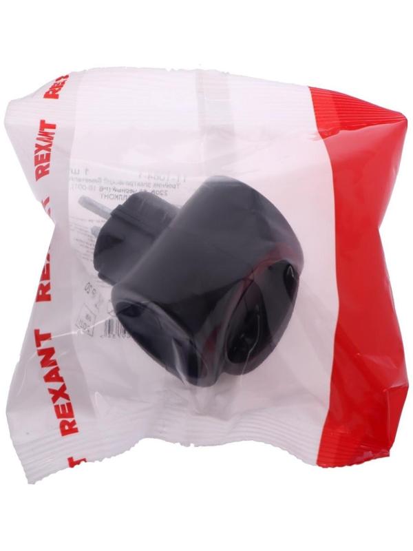 Тройник электрический REXANT, 6 А, без з/к, биметалл, черный