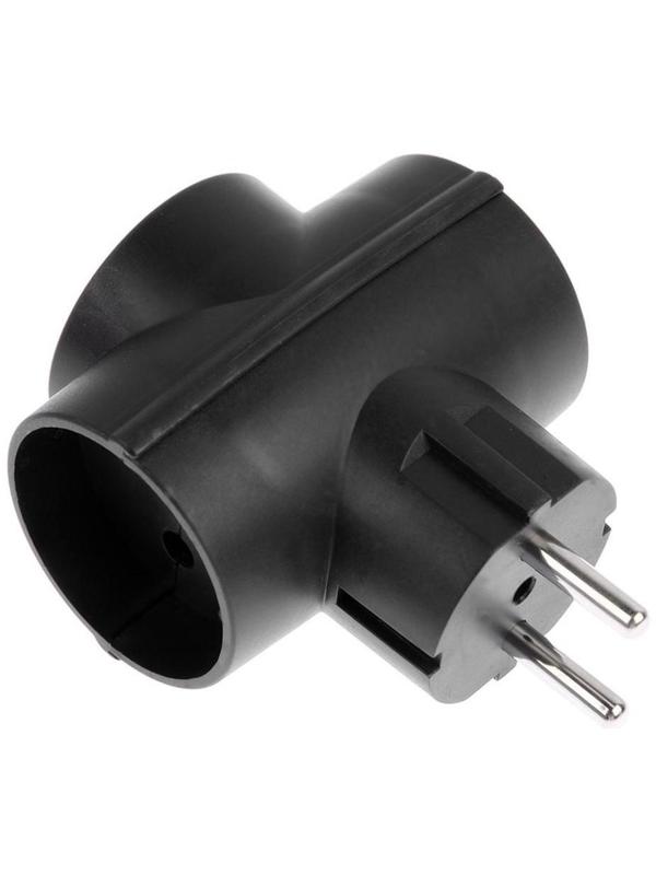 Тройник электрический REXANT, 6-10 А, без з/к, черный