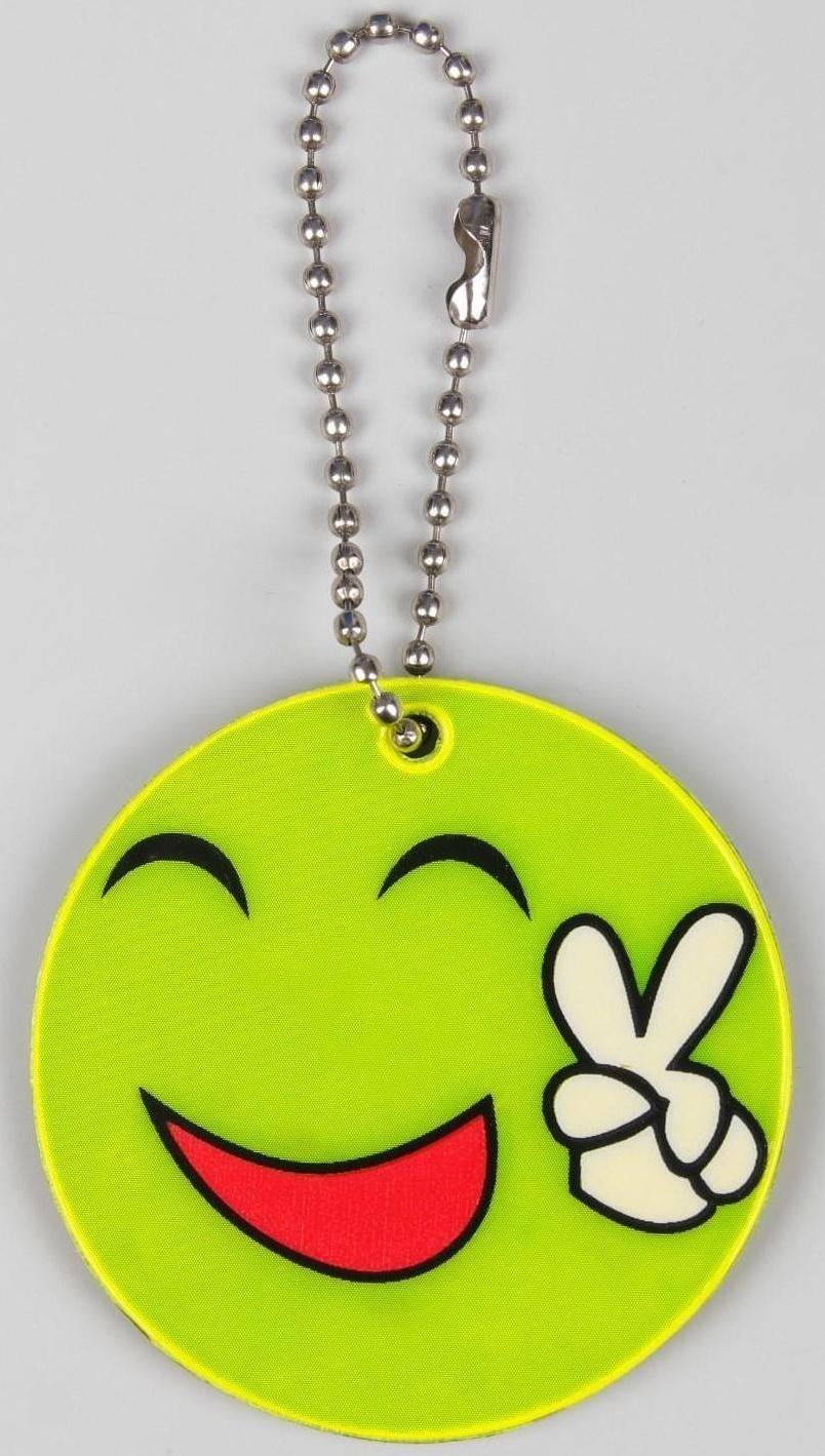 Светоотражающий элемент «Смайлик. Мир», двусторонний, d = 5,3 см, цвет жёлтый