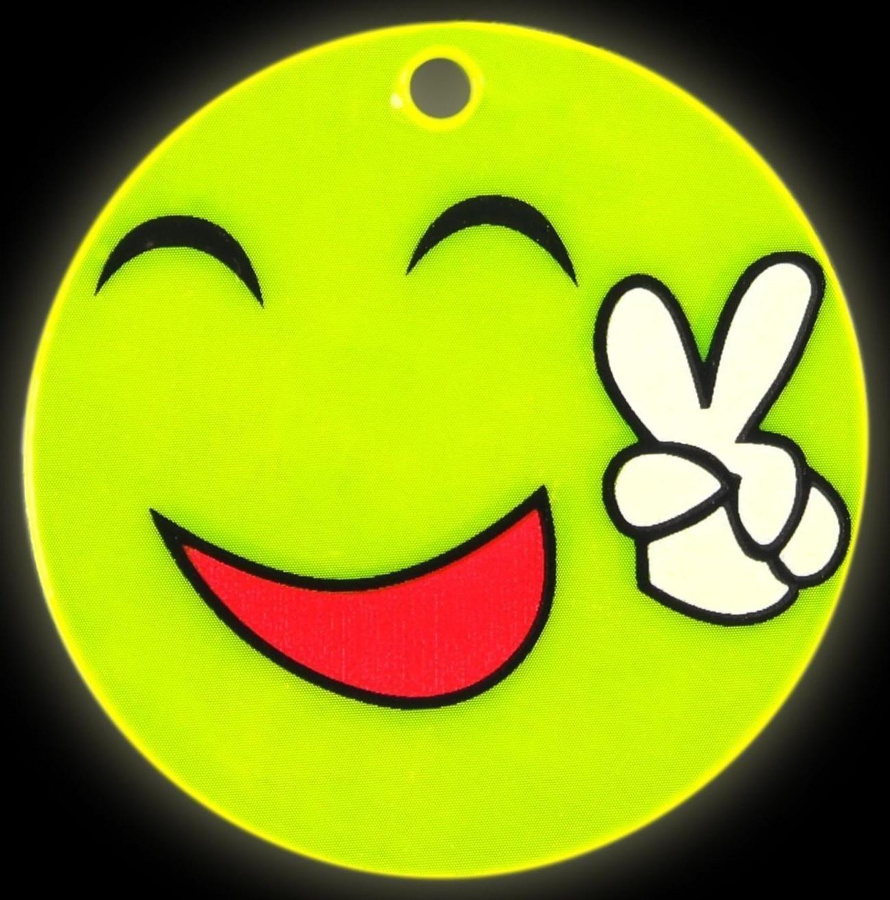 Светоотражающий элемент «Смайлик. Мир», двусторонний, d = 5,3 см, цвет жёлтый