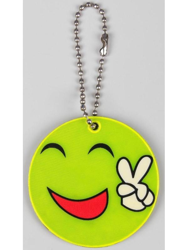 Светоотражающий элемент «Смайлик. Мир», двусторонний, d = 5,3 см, цвет жёлтый