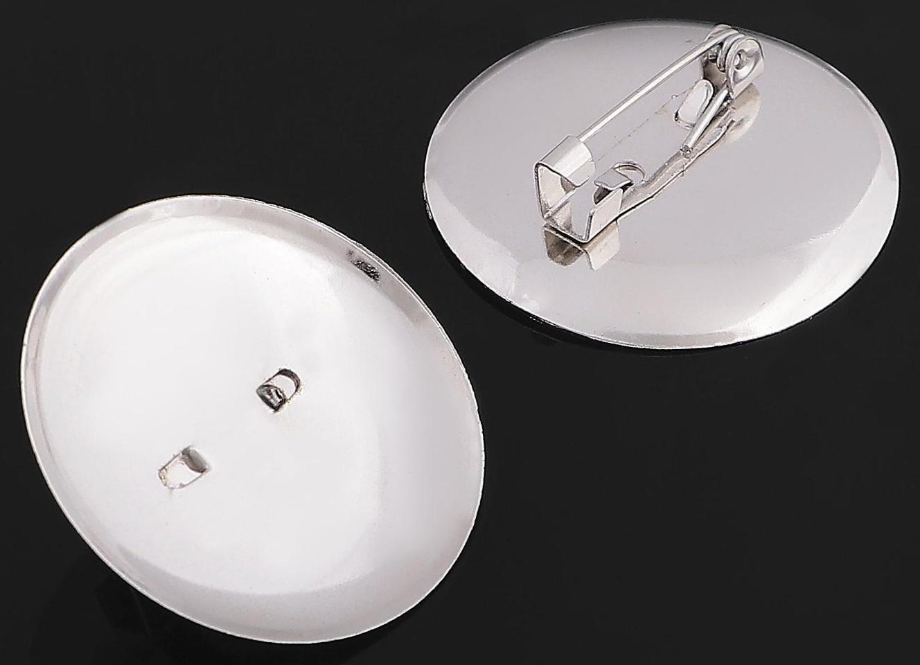 Основа для броши с круглым основанием СМ-367, (набор 5шт) 29 мм, цвет серебро