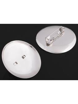 Основа для броши с круглым основанием СМ-367, (набор 5шт) 29 мм, цвет серебро