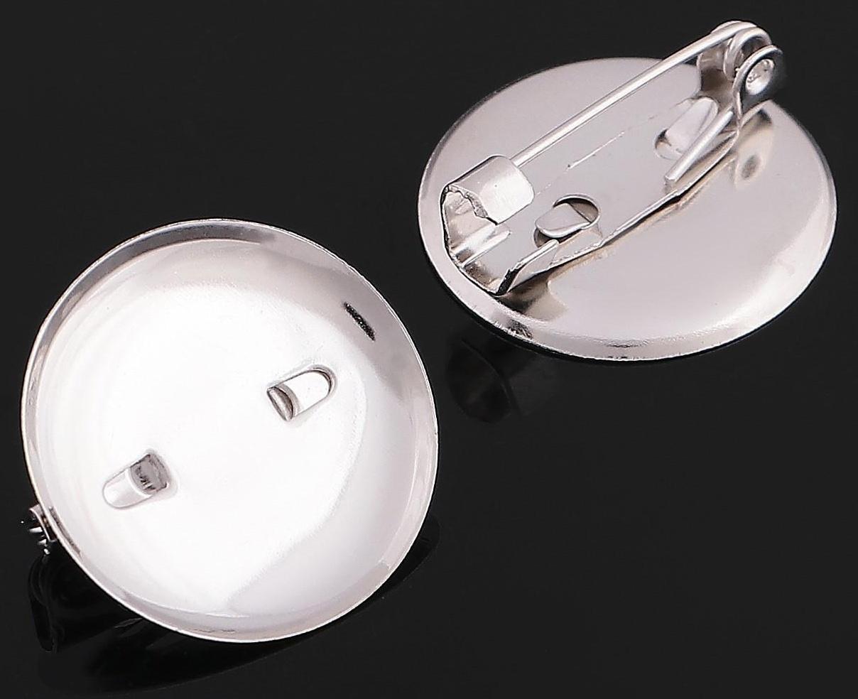 Основа для броши с круглым основанием СМ-367, (набор 5шт) 20 мм, цвет серебро