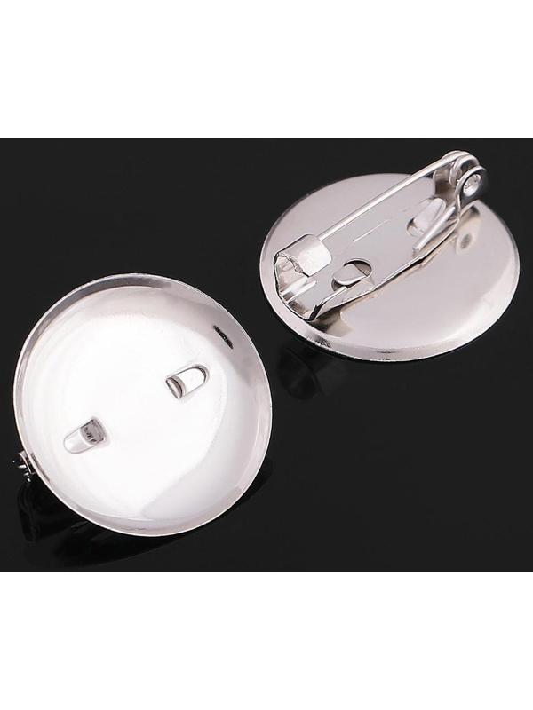 Основа для броши с круглым основанием СМ-367, (набор 5шт) 20 мм, цвет серебро