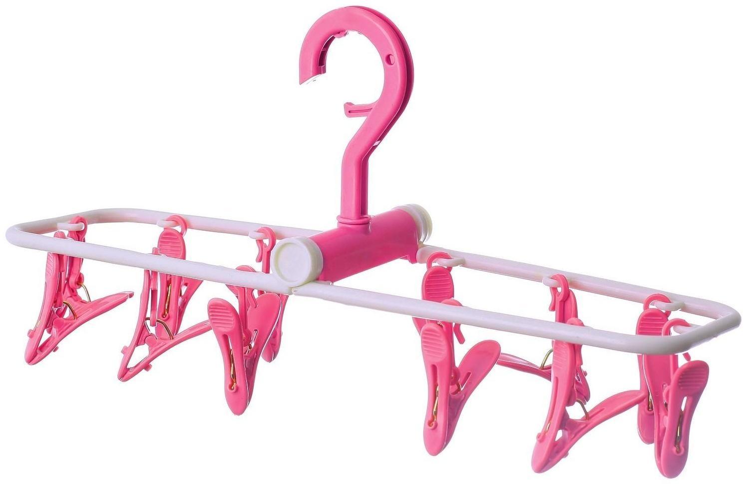 Сушилка для белья подвесная складная Доляна, 12 прищепок, 37×11 см, цвет МИКС