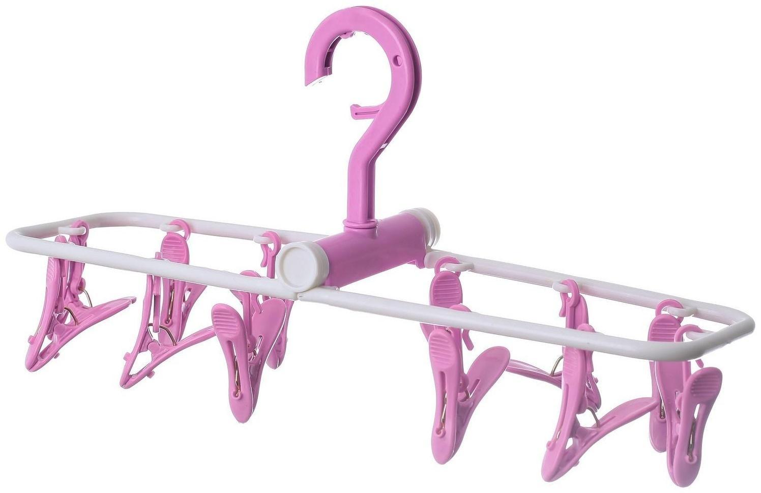 Сушилка для белья подвесная складная Доляна, 12 прищепок, 37×11 см, цвет МИКС