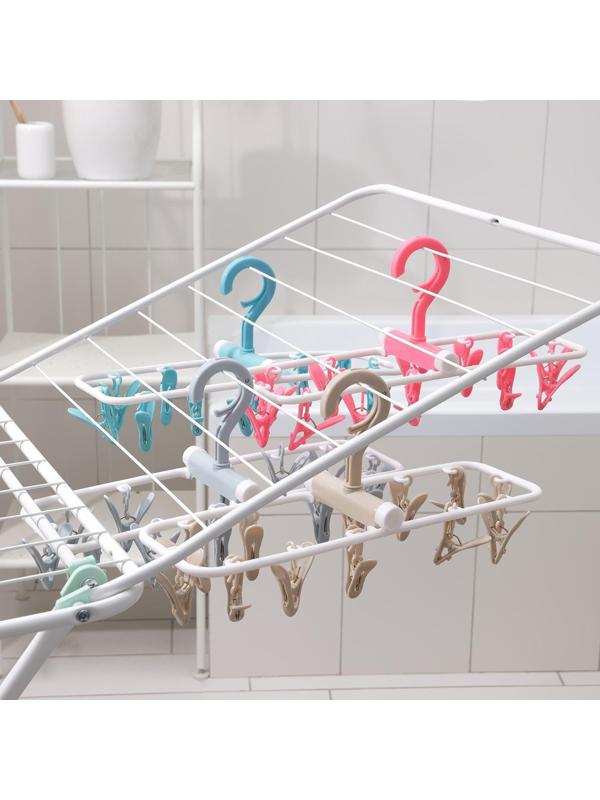 Сушилка для белья подвесная складная Доляна, 12 прищепок, 37×11 см, цвет МИКС