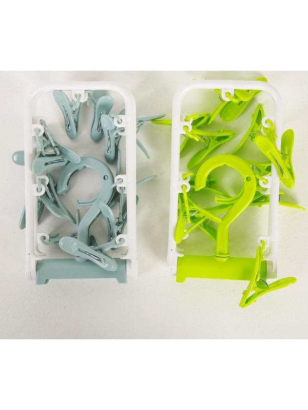 Сушилка для белья подвесная складная Доляна, 12 прищепок, 37×11 см, цвет МИКС