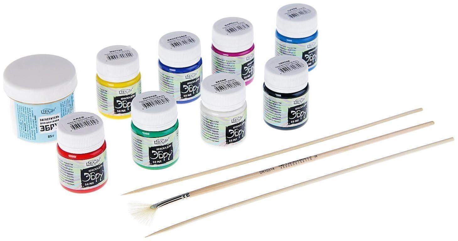 Набор Эбру DecArt (8 цветов + загуститель + лоток + инструменты)