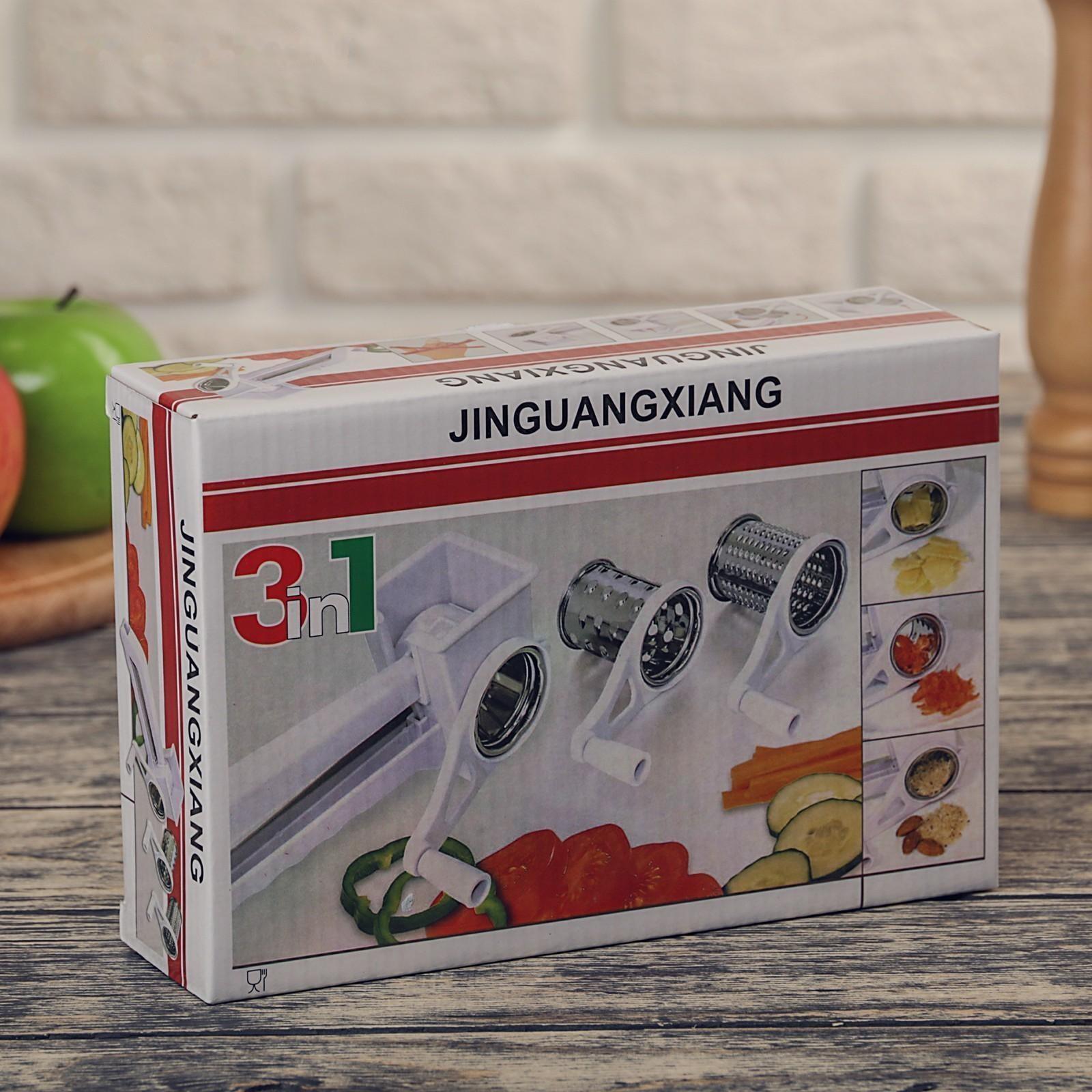 Тёрка барабанного типа «Карусель», 20×5,5×8 см, 3 насадки