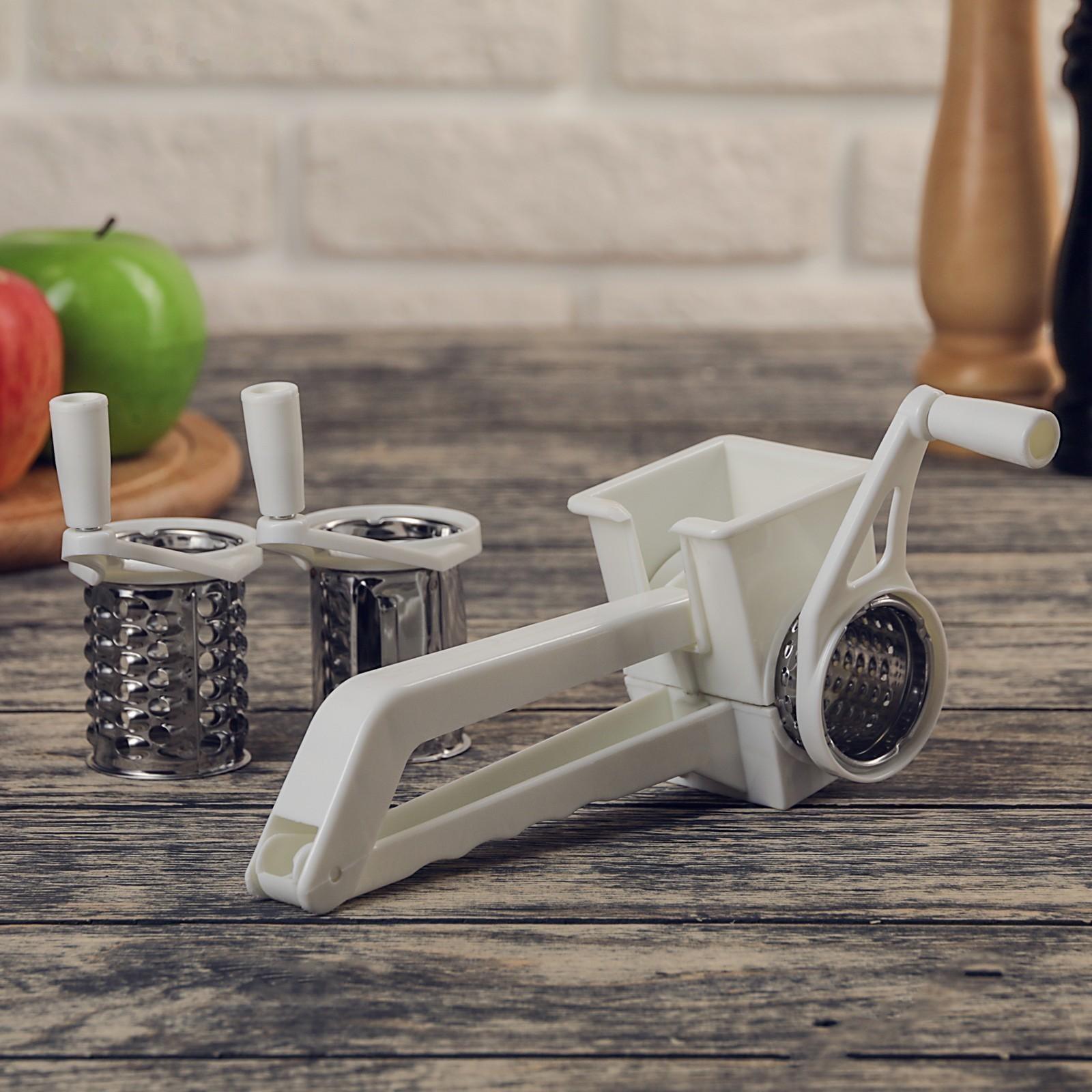 Тёрка барабанного типа «Карусель», 20×5,5×8 см, 3 насадки