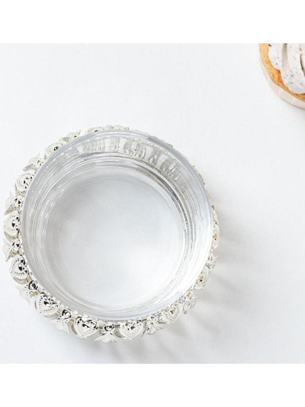 Сахарница «Ажур», 200 мл, 10×10 см, с ложкой, цвет металла серебряный