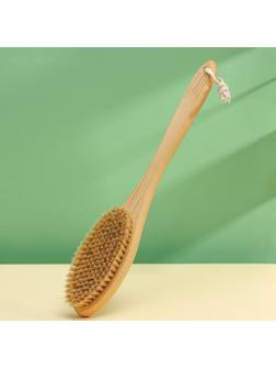 Щётка для сухого массажа, с ручкой, натуральная щетина