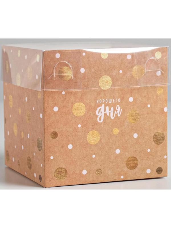 Коробка для цветов с PVC-крышкой «Хорошего дня», 12 × 12 × 12 см