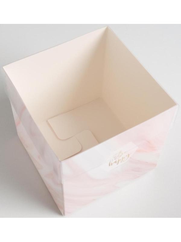 Коробка для цветов с PVC крышкой «Be happy», 12 х 12 х 12 см