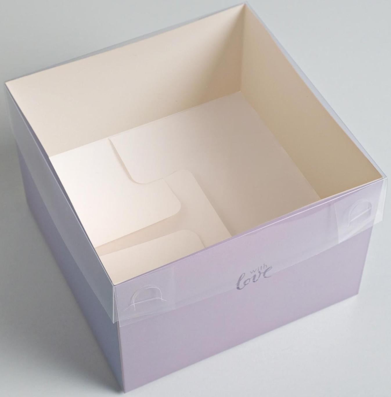 Коробка для цветов с PVC крышкой «With love», 17 × 12 × 17 см
