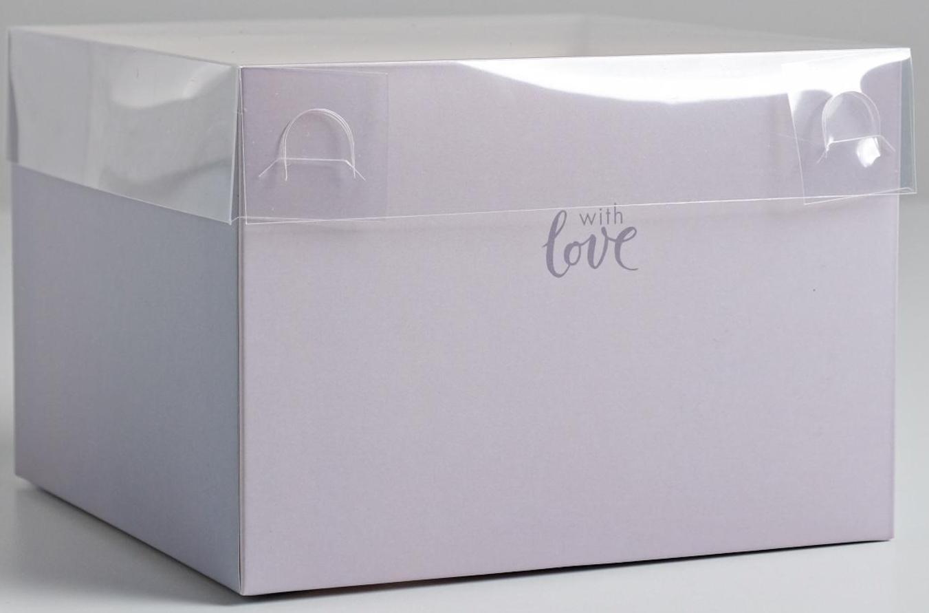 Коробка для цветов с PVC крышкой «With love», 17 × 12 × 17 см