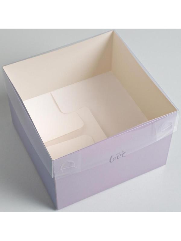Коробка для цветов с PVC крышкой «With love», 17 × 12 × 17 см